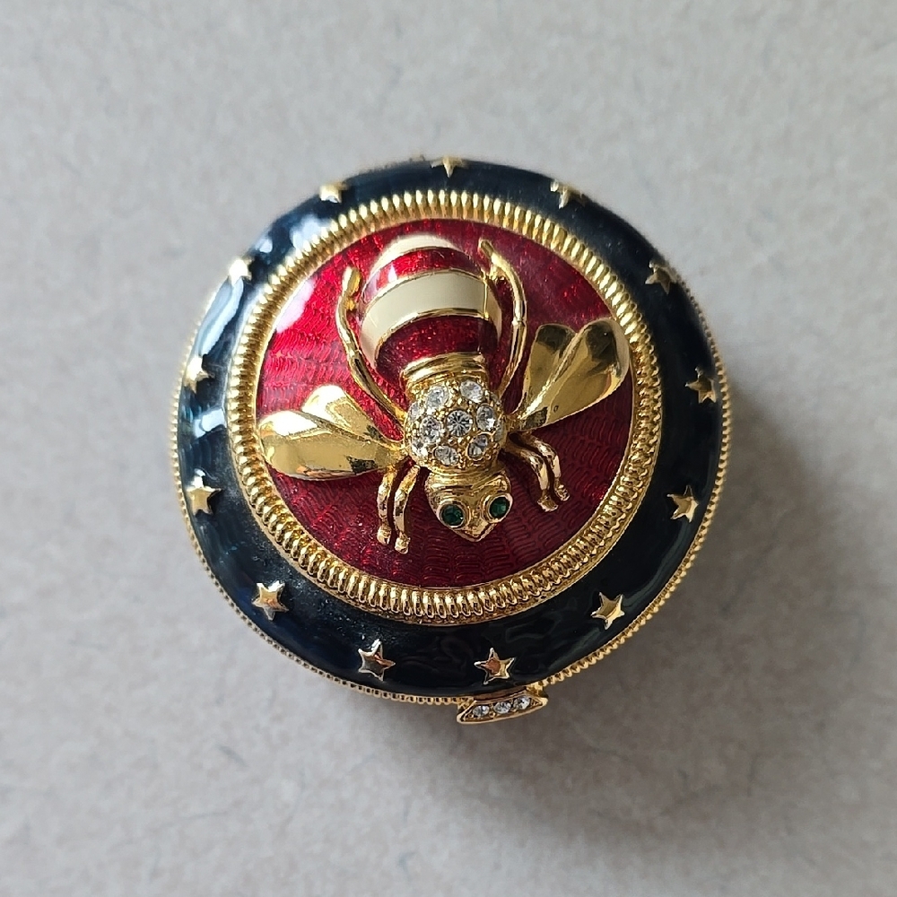 Joan Rivers Gold and Red Bee Trinket Box